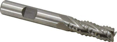 Interstate - 3/8" Diam, 1-1/8" LOC, 4 Flute Cobalt Roughing & Finishing Square End Mill - Uncoated, 2-15/16" OAL, 3/8" Shank Diam, Weldon Shank, 30° Helix, Non-Centercutting - Eagle Tool & Supply