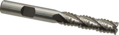 Interstate - 3/8" Diam, 1-3/8" LOC, 4 Flute Cobalt Roughing & Finishing Square End Mill - Uncoated, 3-3/16" OAL, 3/8" Shank Diam, Weldon Shank, 30° Helix, Non-Centercutting - Eagle Tool & Supply