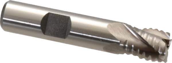 Interstate - 1/2" Diam, 5/8" LOC, 4 Flute Cobalt Roughing & Finishing Square End Mill - Uncoated, 2-5/8" OAL, 1/2" Shank Diam, Weldon Shank, 30° Helix, Non-Centercutting - Eagle Tool & Supply