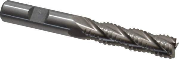 Interstate - 1/2" Diam, 2" LOC, 4 Flute Cobalt Roughing & Finishing Square End Mill - Uncoated, 4" OAL, 1/2" Shank Diam, Weldon Shank, 30° Helix, Non-Centercutting - Eagle Tool & Supply