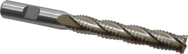 Interstate - 1/2" Diam, 3" LOC, 4 Flute Cobalt Roughing & Finishing Square End Mill - Uncoated, 5" OAL, 1/2" Shank Diam, Weldon Shank, 30° Helix, Non-Centercutting - Eagle Tool & Supply