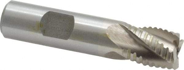 Interstate - 5/8" Diam, 3/4" LOC, 4 Flute Cobalt Roughing & Finishing Square End Mill - Uncoated, 2-7/8" OAL, 5/8" Shank Diam, Weldon Shank, 30° Helix, Non-Centercutting - Eagle Tool & Supply