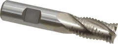 Interstate - 5/8" Diam, 1-1/4" LOC, 4 Flute Cobalt Roughing & Finishing Square End Mill - Uncoated, 3-3/8" OAL, 5/8" Shank Diam, Weldon Shank, 30° Helix, Non-Centercutting - Eagle Tool & Supply