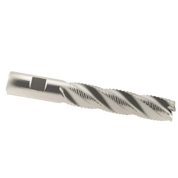 Interstate - 3/4" Diam, 3" LOC, 4 Flute Cobalt Roughing & Finishing Square End Mill - Uncoated, 5-1/4" OAL, 3/4" Shank Diam, Weldon Shank, 30° Helix, Non-Centercutting - Eagle Tool & Supply