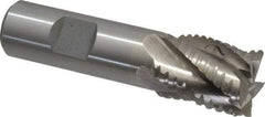Interstate - 7/8" Diam, 1-1/8" LOC, 5 Flute Cobalt Roughing & Finishing Square End Mill - Uncoated, 3-3/8" OAL, 3/4" Shank Diam, Weldon Shank, 30° Helix, Non-Centercutting - Eagle Tool & Supply