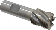 Interstate - 1" Diam, 1-1/8" LOC, 6 Flute Cobalt Roughing & Finishing Square End Mill - Uncoated, 3-3/8" OAL, 3/4" Shank Diam, Weldon Shank, 30° Helix, Non-Centercutting - Eagle Tool & Supply