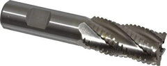 Interstate - 7/8" Diam, 1-7/8" LOC, 5 Flute Cobalt Roughing & Finishing Square End Mill - Uncoated, 4-1/8" OAL, 3/4" Shank Diam, Weldon Shank, 30° Helix, Non-Centercutting - Eagle Tool & Supply