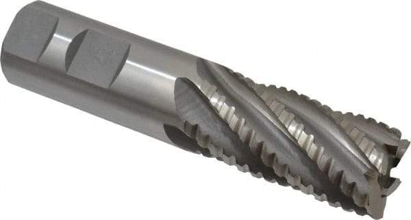 Interstate - 1" Diam, 2" LOC, 6 Flute Cobalt Roughing & Finishing Square End Mill - Uncoated, 4-1/2" OAL, 1" Shank Diam, Weldon Shank, 30° Helix, Non-Centercutting - Eagle Tool & Supply