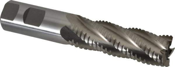 Interstate - 1" Diam, 3" LOC, 5 Flute Cobalt Roughing & Finishing Square End Mill - Uncoated, 5-1/2" OAL, 1" Shank Diam, Weldon Shank, 30° Helix, Non-Centercutting - Eagle Tool & Supply