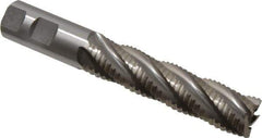 Interstate - 1" Diam, 4" LOC, 5 Flute Cobalt Roughing & Finishing Square End Mill - Uncoated, 6-1/2" OAL, 1" Shank Diam, Weldon Shank, 30° Helix, Non-Centercutting - Eagle Tool & Supply
