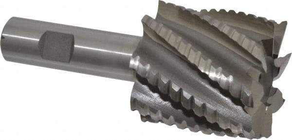 Interstate - 2" Diam, 2" LOC, 8 Flute Cobalt Roughing & Finishing Square End Mill - Uncoated, 4-1/2" OAL, 3/4" Shank Diam, Weldon Shank, 30° Helix, Non-Centercutting - Eagle Tool & Supply