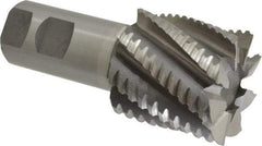 Interstate - 2" Diam, 2" LOC, 8 Flute Cobalt Roughing & Finishing Square End Mill - Uncoated, 4-1/2" OAL, 1-1/4" Shank Diam, Weldon Shank, 30° Helix, Non-Centercutting - Eagle Tool & Supply