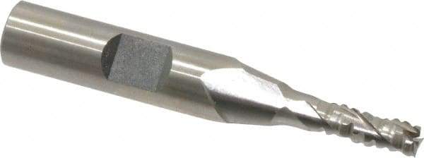 Interstate - 3/16" Diam, 1/2" LOC, 3 Flute Cobalt Roughing & Finishing Square End Mill - Uncoated, 2-3/8" OAL, 3/8" Shank Diam, Weldon Shank, 30° Helix, Non-Centercutting - Eagle Tool & Supply