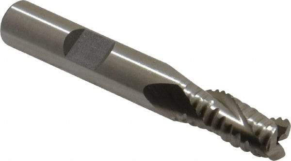 Interstate - 11/32" Diam, 3/4" LOC, 3 Flute Cobalt Roughing & Finishing Square End Mill - Uncoated, 2-1/2" OAL, 3/8" Shank Diam, Weldon Shank, 30° Helix, Non-Centercutting - Eagle Tool & Supply