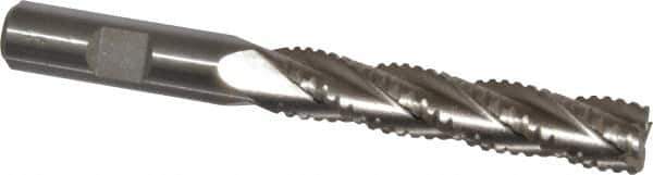 Interstate - 1/2" Diam, 2-1/2" LOC, 4 Flute Cobalt Roughing & Finishing Square End Mill - Uncoated, 4-1/2" OAL, 1/2" Shank Diam, Weldon Shank, 30° Helix, Non-Centercutting - Eagle Tool & Supply