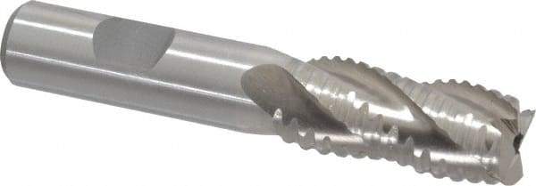 Interstate - 11/16" Diam, 1-5/8" LOC, 4 Flute Cobalt Roughing & Finishing Square End Mill - Uncoated, 3-3/4" OAL, 5/8" Shank Diam, Weldon Shank, 30° Helix, Non-Centercutting - Eagle Tool & Supply