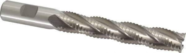 Interstate - 3/4" Diam, 4-1/8" LOC, 4 Flute Cobalt Roughing & Finishing Square End Mill - Uncoated, 6-3/8" OAL, 3/4" Shank Diam, Weldon Shank, 30° Helix, Non-Centercutting - Eagle Tool & Supply