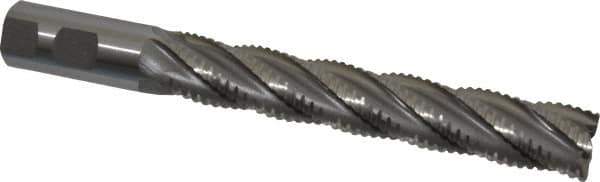 Interstate - 1" Diam, 6" LOC, 5 Flute Cobalt Roughing & Finishing Square End Mill - Uncoated, 8-1/2" OAL, 1" Shank Diam, Weldon Shank, 30° Helix, Non-Centercutting - Eagle Tool & Supply