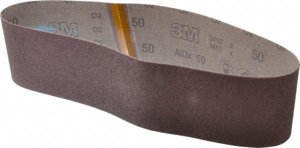 3M - 4" Wide x 36" OAL, 50 Grit, Aluminum Oxide Abrasive Belt - Aluminum Oxide, Coarse, Coated, X Weighted Cloth Backing, Series 341D - Eagle Tool & Supply