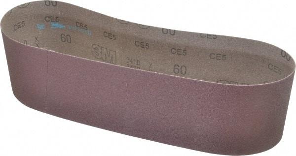 3M - 4" Wide x 36" OAL, 60 Grit, Aluminum Oxide Abrasive Belt - Aluminum Oxide, Medium, Coated, X Weighted Cloth Backing, Series 341D - Eagle Tool & Supply