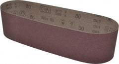 3M - 4" Wide x 36" OAL, 80 Grit, Aluminum Oxide Abrasive Belt - Aluminum Oxide, Medium, Coated, X Weighted Cloth Backing, Series 341D - Eagle Tool & Supply