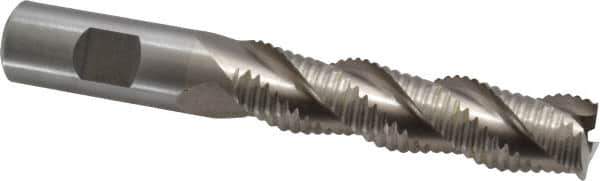 Interstate - 3/4" Diam, Coarse Pitch, 3" LOC, 3 Flute Cobalt Roughing Square End Mill - Uncoated, 5-1/4" OAL, 3/4" Shank Diam, Single End, Centercutting - Eagle Tool & Supply