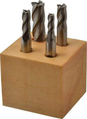 Interstate - 1/4 to 1/2", 4 Flute Square End Mill Set - Uncoated, Cobalt, Single End, 3/8, 1/2" Shank Diam, Centercutting - Eagle Tool & Supply