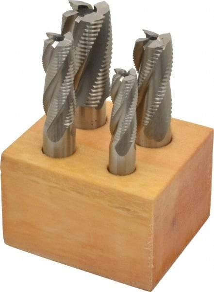 Interstate - 1/2 to 1", 4, 5 Flute Square End Mill Set - Uncoated, Cobalt, Single End, 1/2, 5/8, 3/4" Shank Diam, Centercutting - Eagle Tool & Supply