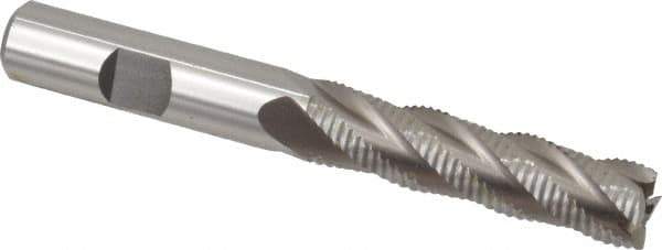 Interstate - 1/2" Diam, Fine Pitch, 2" LOC, 4 Flute Cobalt Roughing Square End Mill - Uncoated, 4" OAL, 1/2" Shank Diam, Single End - Eagle Tool & Supply