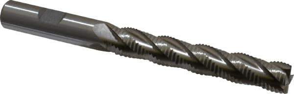 Interstate - 1/2" Diam, Fine Pitch, 3" LOC, 4 Flute Cobalt Roughing Square End Mill - Uncoated, 5" OAL, 1/2" Shank Diam, Single End - Eagle Tool & Supply