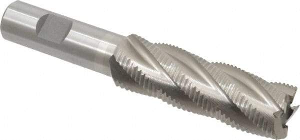 Interstate - 1" Diam, Fine Pitch, 3" LOC, 5 Flute Cobalt Roughing Square End Mill - Uncoated, 5-1/4" OAL, 3/4" Shank Diam, Single End - Eagle Tool & Supply