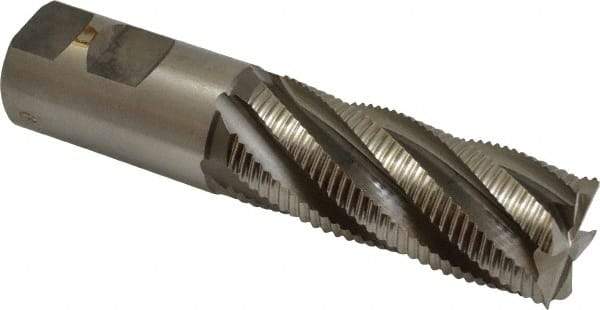Interstate - 1-1/4" Diam, Fine Pitch, 3" LOC, 6 Flute Cobalt Roughing Square End Mill - Uncoated, 5-1/2" OAL, 1-1/4" Shank Diam, Single End - Eagle Tool & Supply
