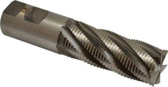 Interstate - 1-1/4" Diam, Fine Pitch, 3" LOC, 6 Flute Cobalt Roughing Square End Mill - Uncoated, 5-1/2" OAL, 1-1/4" Shank Diam, Single End - Eagle Tool & Supply