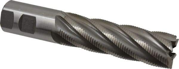 Interstate - 1-1/4" Diam, Fine Pitch, 4" LOC, 6 Flute Cobalt Roughing Square End Mill - Uncoated, 6-1/2" OAL, 1-1/4" Shank Diam, Single End - Eagle Tool & Supply