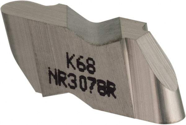 Kennametal - 3078NR Grade K68, 3.96mm Cutting Width Carbide Grooving Insert - 3.81mm Max Depth of Cut, Right Hand, 1.98mm Corner Radius, Uncoated - Eagle Tool & Supply