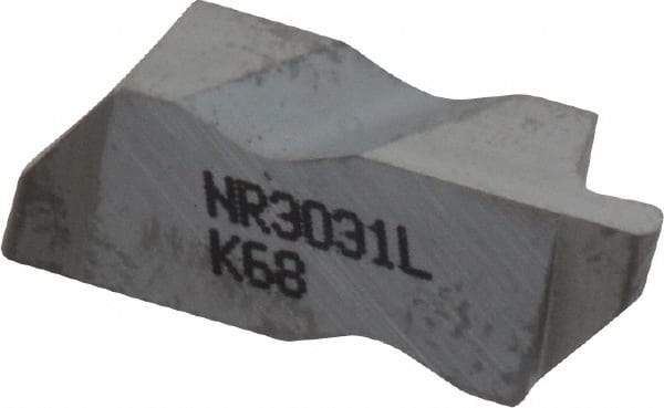 Kennametal - 3031NR Grade K68, 1.58mm Cutting Width Carbide Grooving Insert - 2.39mm Max Depth of Cut, Left Hand, 0.79mm Corner Radius, Uncoated - Eagle Tool & Supply