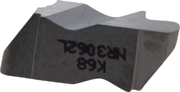 Kennametal - 3062NR Grade K68, 3.18mm Cutting Width Carbide Grooving Insert - 3.81mm Max Depth of Cut, Left Hand, 1.59mm Corner Radius, Uncoated - Eagle Tool & Supply