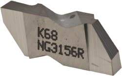 Kennametal - 3156NG Grade K68, 3.96mm Cutting Width Carbide Grooving Insert - 3.81mm Max Depth of Cut, Right Hand, 0.19mm Corner Radius, Uncoated - Eagle Tool & Supply