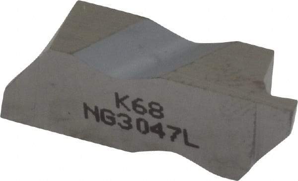 Kennametal - 3047NG Grade K68, 1.19mm Cutting Width Carbide Grooving Insert - 1.91mm Max Depth of Cut, Left Hand, 0.19mm Corner Radius, Uncoated - Eagle Tool & Supply