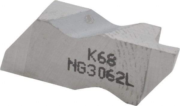 Kennametal - 3062NG Grade K68, 1.58mm Cutting Width Carbide Grooving Insert - 2.39mm Max Depth of Cut, Left Hand, 0.19mm Corner Radius, Uncoated - Eagle Tool & Supply