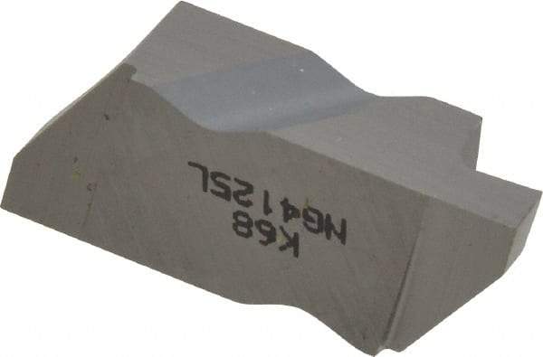 Kennametal - 4125NG Grade K68, 3.18mm Cutting Width Carbide Grooving Insert - 3.81mm Max Depth of Cut, Left Hand, 0.19mm Corner Radius, Uncoated - Eagle Tool & Supply