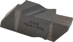 Kennametal - 4189NG Grade K68, 4.8mm Cutting Width Carbide Grooving Insert - 6.35mm Max Depth of Cut, Left Hand, 0.57mm Corner Radius, Uncoated - Eagle Tool & Supply