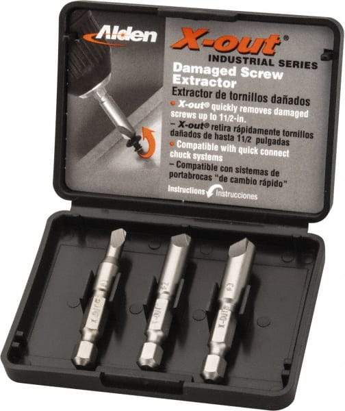 Alden - 3 Piece Quick-Connect Screw Extractor/Drill Set - Screw Range #6 to #14 - Eagle Tool & Supply