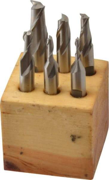 Interstate - 1/8 to 1/2", 2 Flute Square End Mill Set - Uncoated, Cobalt, Double End, 3/8, 1/2" Shank Diam, Centercutting - Eagle Tool & Supply