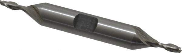 Interstate - 1/8", 3/8" LOC, 3/8" Shank Diam, 3-1/16" OAL, 2 Flute, Cobalt Square End Mill - Double End, Uncoated, Spiral Flute, Centercutting, Right Hand Cut, Right Hand Flute - Eagle Tool & Supply