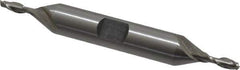 Interstate - 1/8", 3/8" LOC, 3/8" Shank Diam, 3-1/16" OAL, 2 Flute, Cobalt Square End Mill - Double End, Uncoated, Spiral Flute, Centercutting, Right Hand Cut, Right Hand Flute - Eagle Tool & Supply