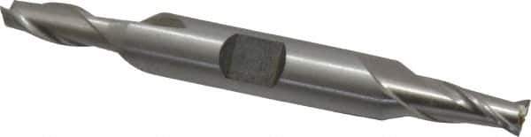 Interstate - 1/4", 1/2" LOC, 3/8" Shank Diam, 3-1/8" OAL, 2 Flute, Cobalt Square End Mill - Double End, Uncoated, Spiral Flute, Centercutting, Right Hand Cut, Right Hand Flute - Eagle Tool & Supply