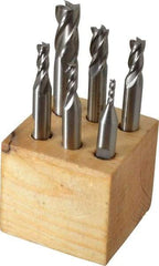 Interstate - 1/8 to 1/2", 4 Flute Square End Mill Set - Uncoated, Cobalt, Double End, 3/8 and 1/2" Shank Diam - Eagle Tool & Supply