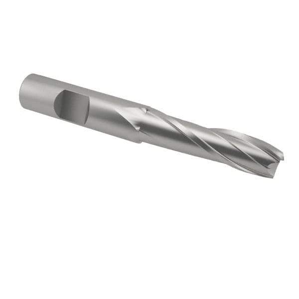 Interstate - 5/8", 2" LOC, 5/8" Shank Diam, 4-1/8" OAL, 2 Flute, Cobalt Square End Mill - Single End, Uncoated, Spiral Flute, Centercutting, Right Hand Cut, Right Hand Flute - Eagle Tool & Supply