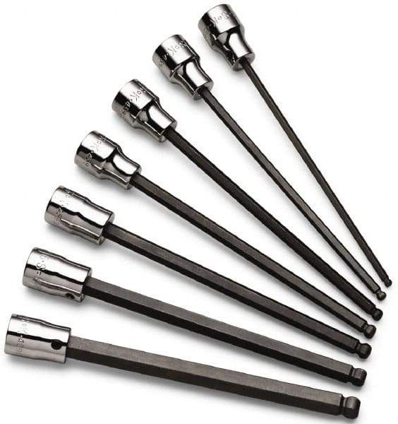 SK - 7 Piece 3/8" Drive Inch/Metric Ball Hex Bit Socket Set - 1/8 to 3/8" Hex - Eagle Tool & Supply